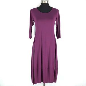 Eileen Fisher Midi Dress Lantern Fuschia Purple XS